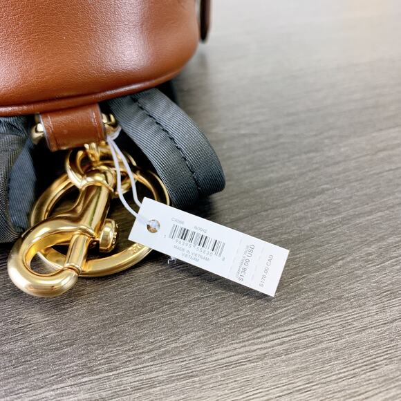 Coach CX066 Mini Court Backpack Bag Charm In Signature Canvas IN Tan Brown - Picture 6 of 6